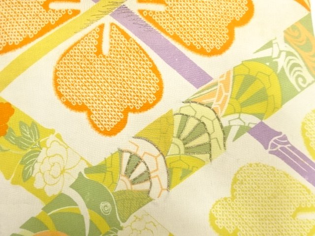 JAPANESE KIMONO / ANTIQUE BAMBOO LATTICEWORK / HANABISHI PATTERN EMBRO